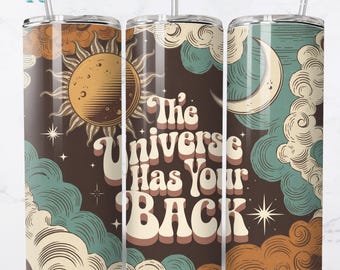 Adesivo PNG para copo térmico com tema de bruxa | Sublimação com afirmação positiva, espiritual e celestial | Universo Místico - Download digital para copo de 590ml