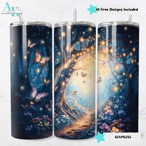 Butterfly Forest 20oz beker wrap, betoverd bos sublimatieontwerp, magische vlinder digitale wrap, naadloze beker, beker, png PNGEgg