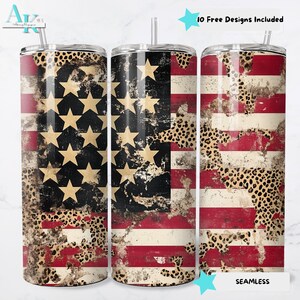 20oz Sublimation Tumbler Wrap, American Flag, Leopard Print Tumbler Design, Skinny Tumbler Wrap, Tumbler Sublimation, US Flag Tumbler