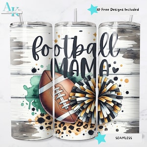 Football Mama Digital Download, Skinny Tumbler Sublimation Design, 20oz Tumbler Wrap, Sublimation Print, Seamless Design