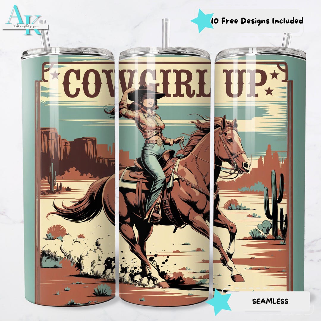 Cowgirl up 20oz Tumbler Wrap PNG Sublimation Design Southwestern ...