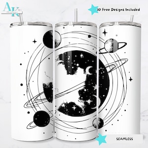 Celestial 20oz Tumbler Wrap, Space Tumbler Design, Planets, Stars Sublimation, 20oz Skinny Tumbler Wrap, Galaxy Tumbler Design