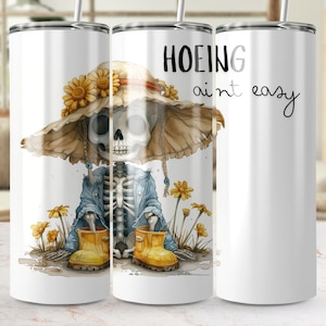 Hoeing Aint Easy PNG, Funny Gardening Clipart, Skeleton Gardener Sublimation Design, Trendy Plant UVDTF Transfer, Graphic Tee Sticker File