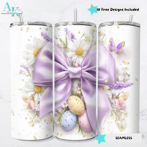 Easter Coquette Bow Tumbler Wrap | 20oz Sublimation PNG | Pastel Floral Digital Download for POD|Trendy coquette aesthetic tumbler wrap PNG