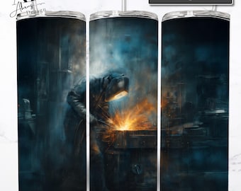 Industrial Welder at Work | Digital Download | Sublimation PNG | 20oz Skinny Tumbler Wrap