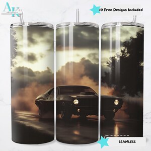 Vintage Muscle Car Tumbler Wrap, 20oz Tumbler Wrap Design, Classic Car Digital Download, Straight Tumbler PNG, Sublimation Tumbler
