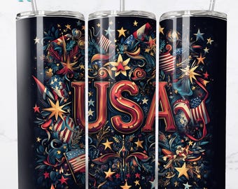 USA Patriotic 20oz Tumbler Wrap, Amerykańska Flaga Cyfrowe Pobieranie, Tumbler Wrap Dzień Niepodległości, Sublimacja Tumbler Design, Tumbler Wrap PNG