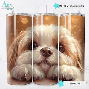 Shih Tzu Tumbler Wrap Tumbler Wrap, Shih Tzu Pup Sublimation Design, 20oz Tumbler PNG, Adorable Dog Tumbler Graphic, Puppy Dog Digital Wrap