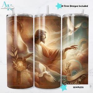 Jesus and Doves 20oz Sublimation Tumbler Wrap, Christian Tumbler Design, Religious Tumbler, Dove Tumbler, 20oz Skinny Tumbler Wrap