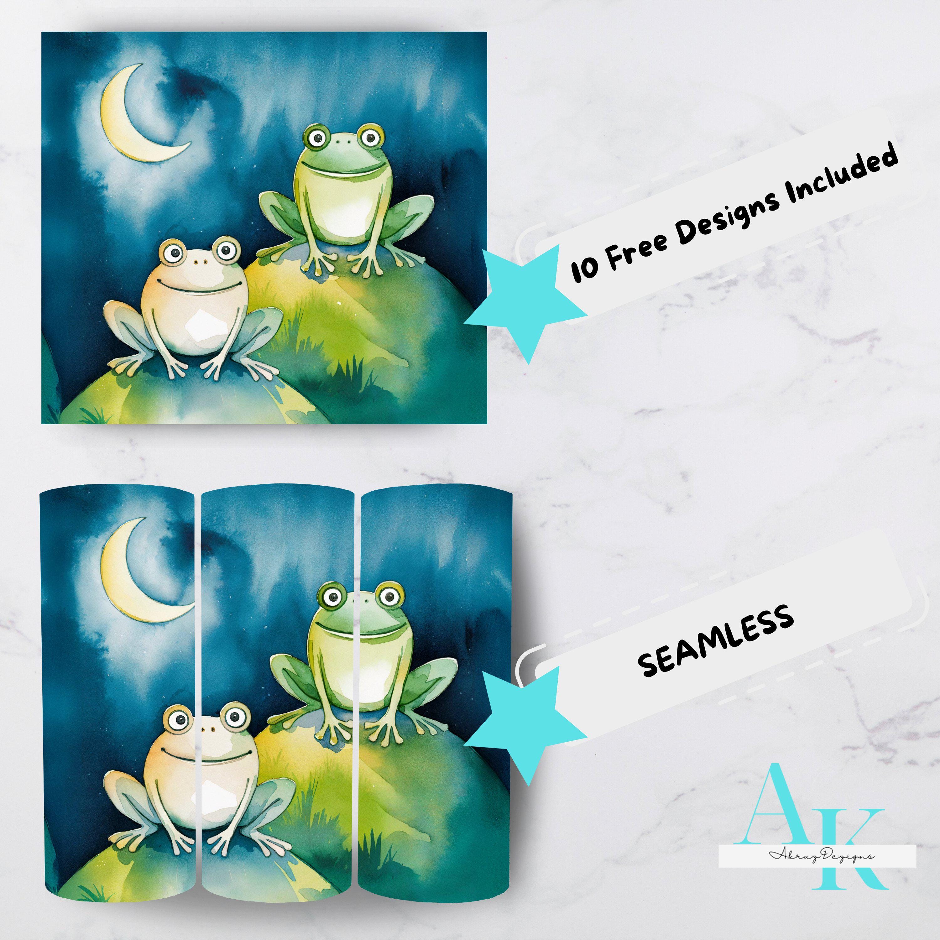 Cute Frog Moonlit Night Sublimation Tumbler Wrap for 20oz Skinny ...