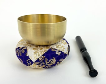 Japanese Buddhist Bell (2.7&quot; Diameter) Purple Cushion Bell Set #2.3