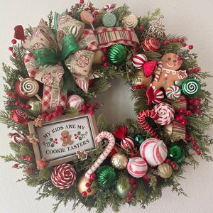 Christmas Wreath for Front Door, Candy Christmas Wreath, Ginger Bread Wreath, Winter Wreath, Holiday Decor Wreath, Christmas ornament wresth