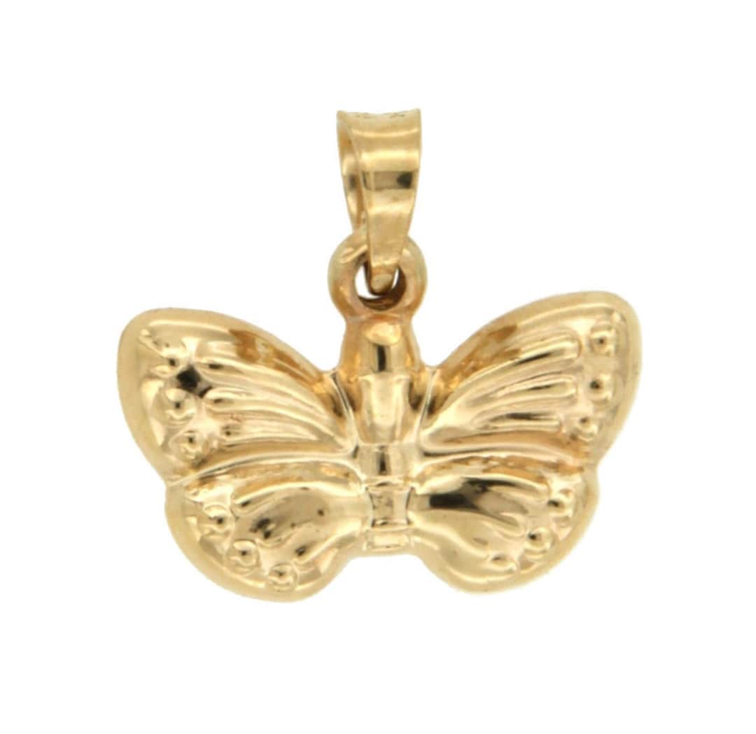 10k or 14k Real Gold Butterfly Puff Charm Gold Butterfly - Etsy