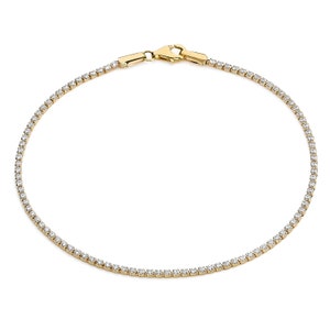 14k Solid Gold Round-Cut Cubic Zirconia Tennis Bracelet Dainty Anklet Gifts For Her