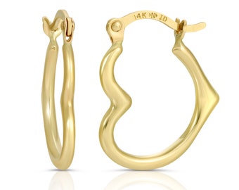 14k Echtgold Herz Hoop Ohrringe Mini Zierliche Hoops Valentinstag Geschenke für Sie