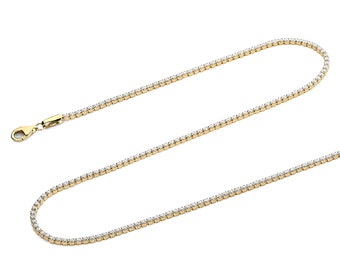 14k Solid Gold Tennis Necklace with Cubic Zirconia Stones, Gold Tennis Chain, Dainty Tennis Necklace, Gifts for Her