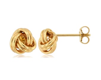 14K Real Gold Love Knot Stud Earrings Dainty Everyday Gift for Her
