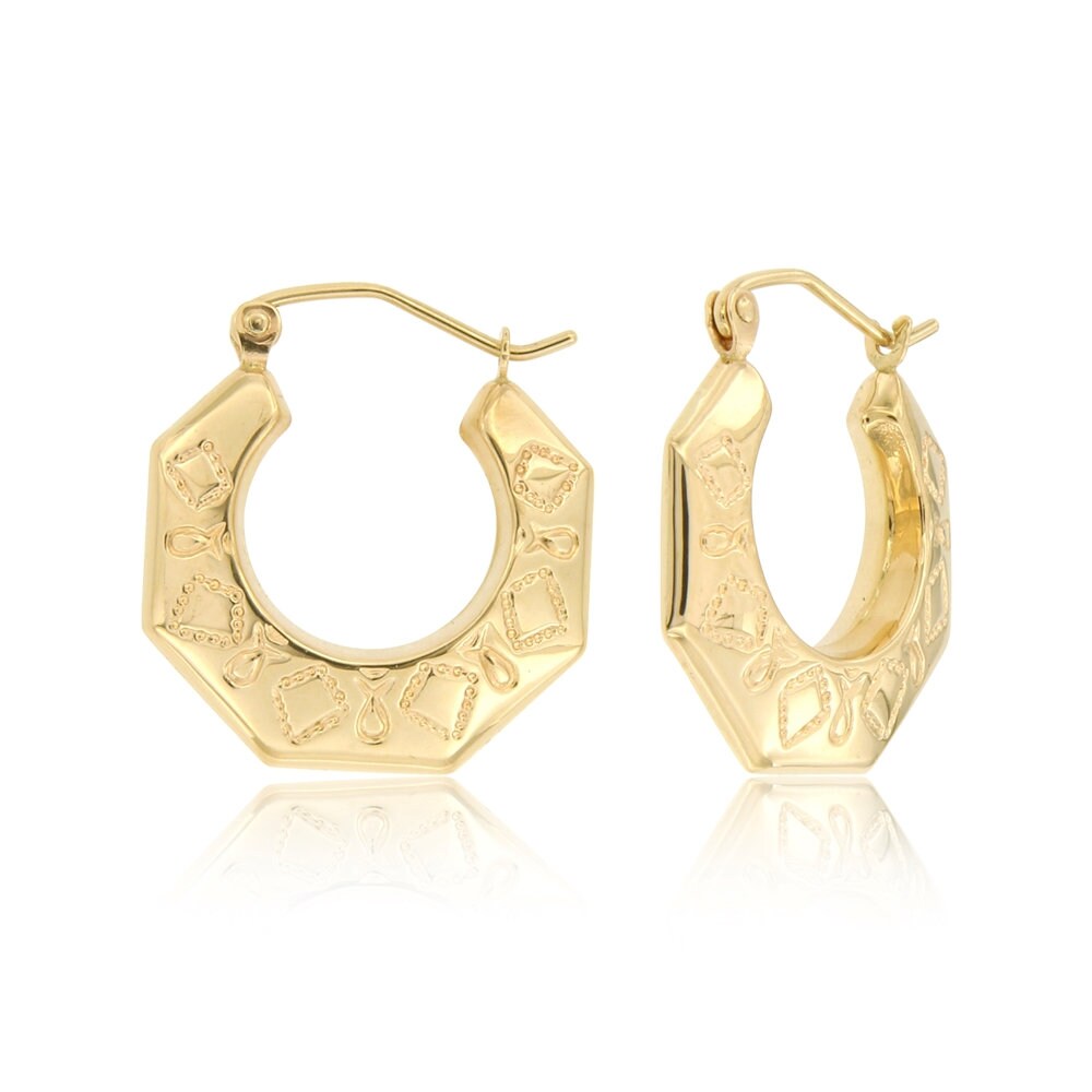 Buy 14k Real Gold Etched Hoop Earrings Online in India Etsy