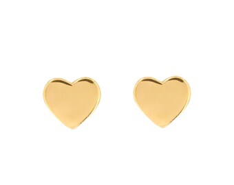 10k Solid Gold Heart Stud Earrings, Dainty Heart Studs, Gold Heart Studs, Gifts for Her