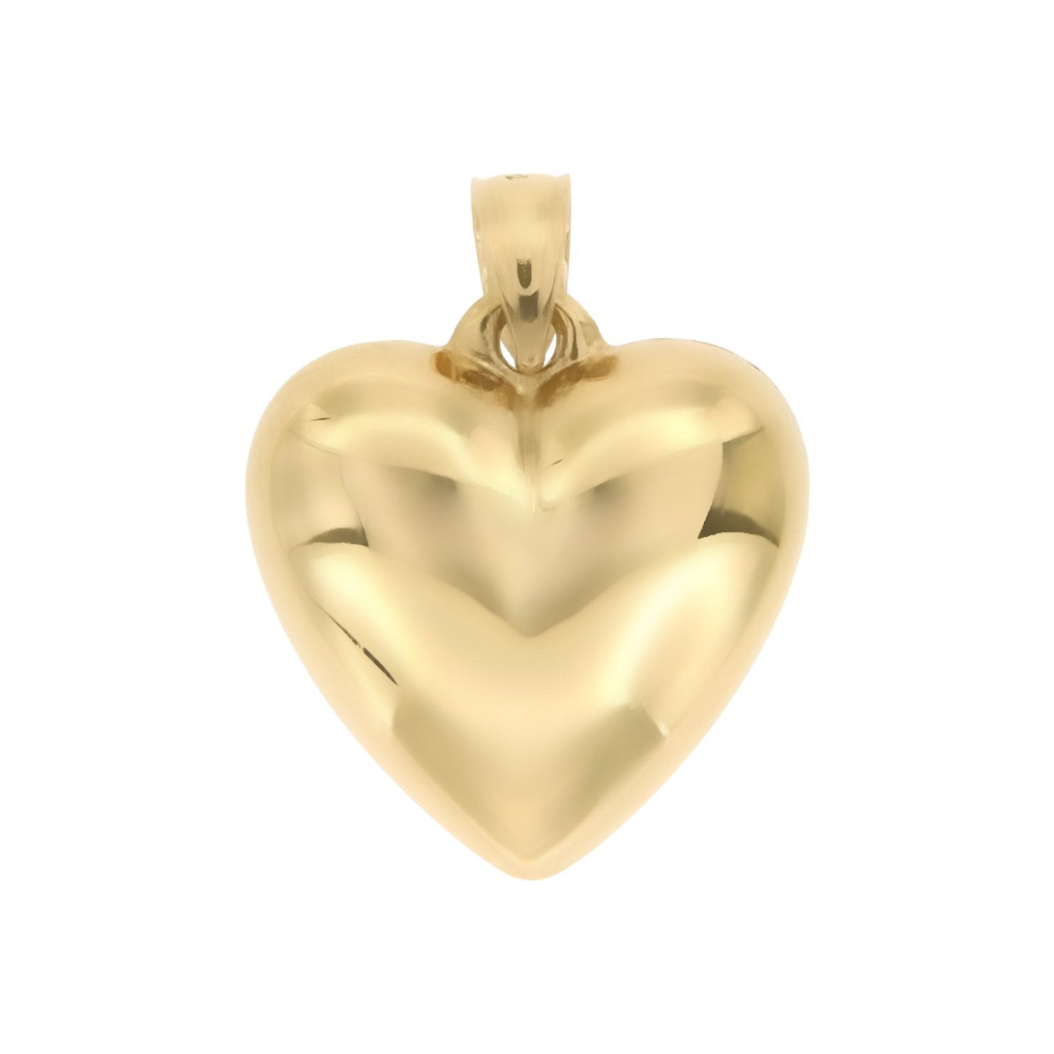 14K Gold Heart Charm / Real Gold Heart Pendant / Puffy Heart Charm, Valentine's Gift for Her