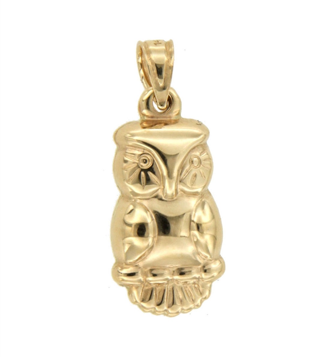 14k Real Gold Owl Charm, 3D Owl Pendant, Gold Owl Charm, Gifts for Her