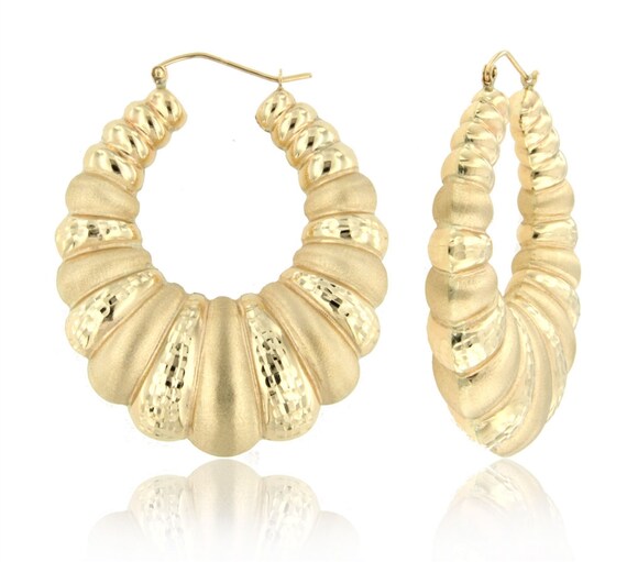 Large gold 2024 shrimp hoop earrings