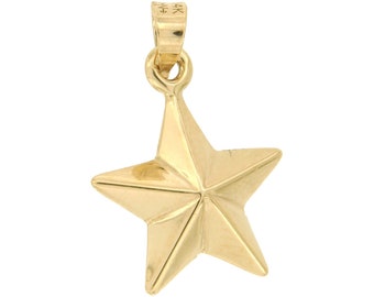 14k Real Gold Star Charm, 3D Star Pendant, Gold Star Charm, Gifts for Her, Gifts for Him