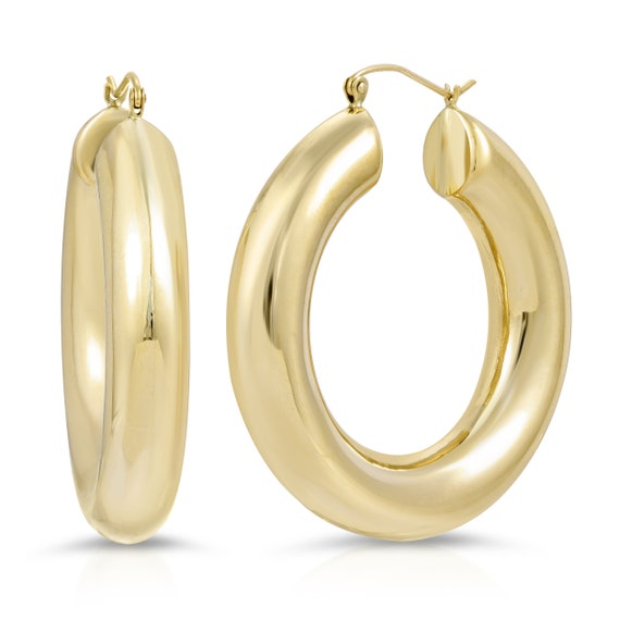 Chunky gold sale hoop earrings 14k