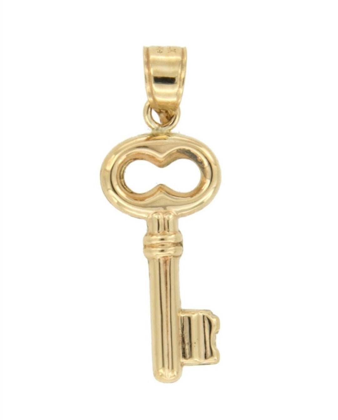 14k Real Gold Key Charm / 3D Gold Key Pendant / Dainty Key Pendant Etsy