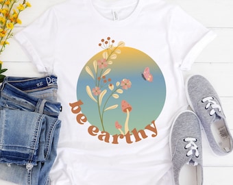 Pastel Floral T-shirt | Cute Boho Shirt | Earthy Gift | Gift for Flower Lover | Cottagecore Shirt | Botanical Clothing | Pretty Flower Shirt