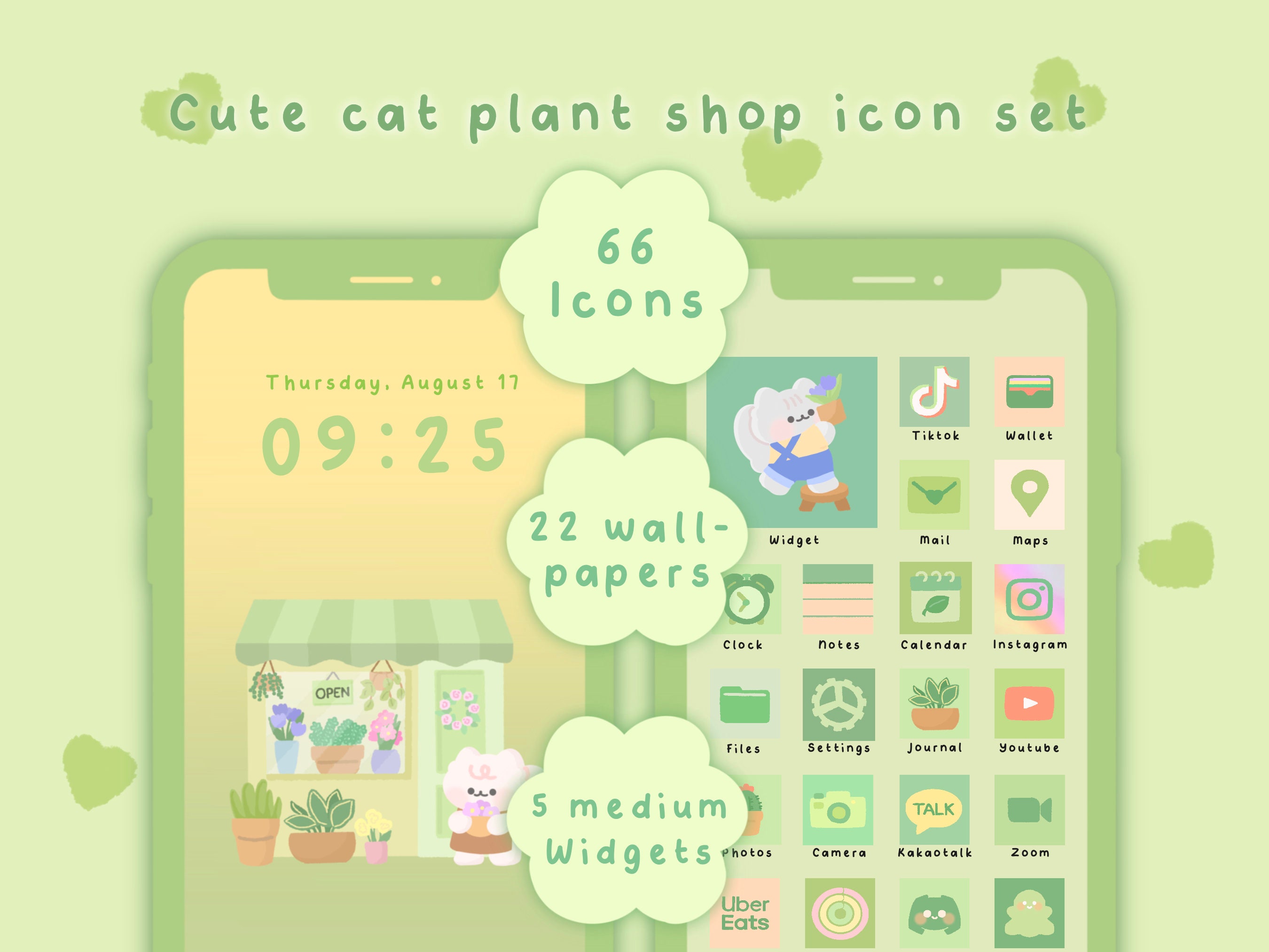 Cats are Cute] App Icon Aesthetic Pastel Green