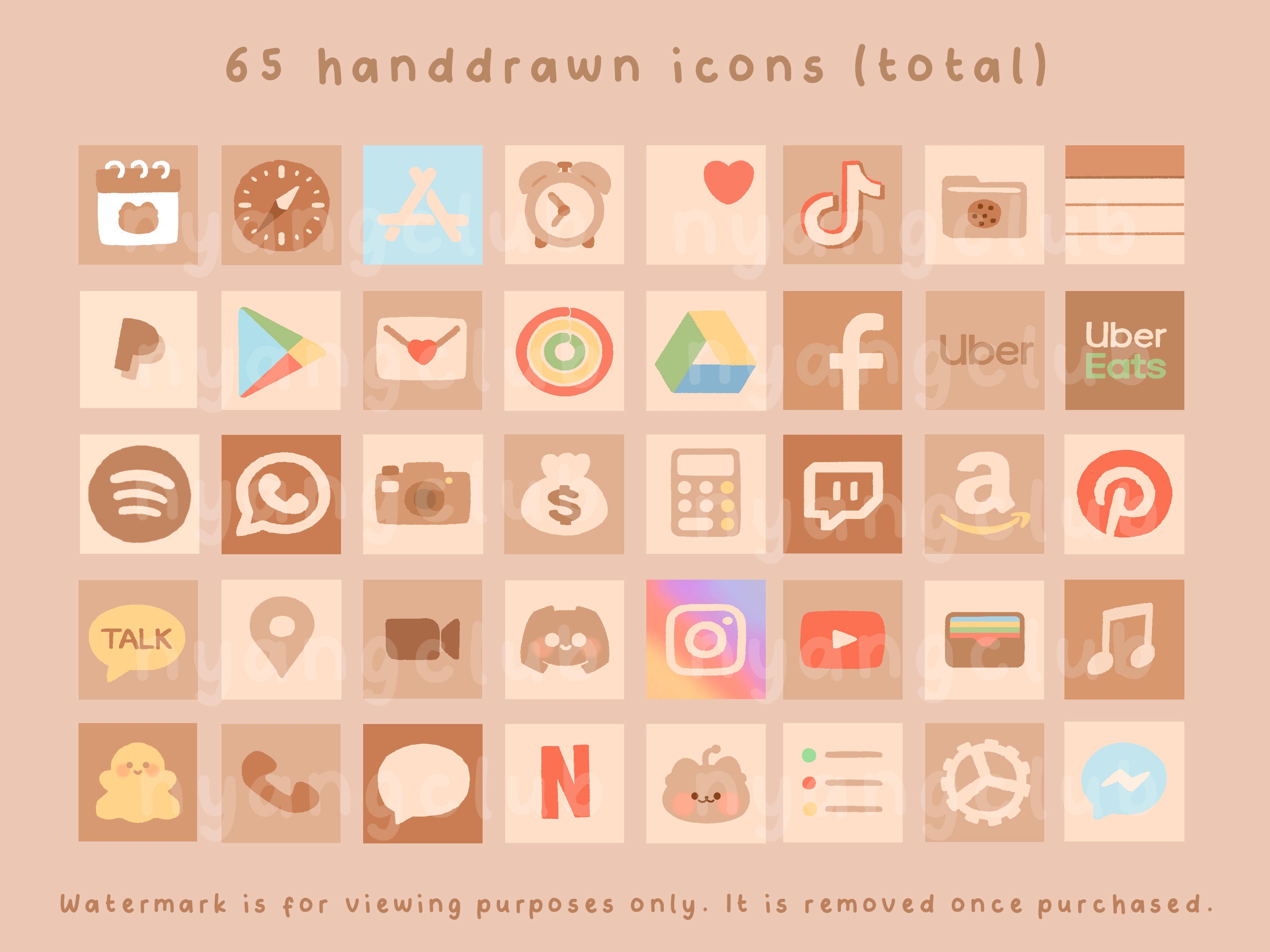 Cute Cat Bakery Neutral Icon Set Ios & Android App Icons 