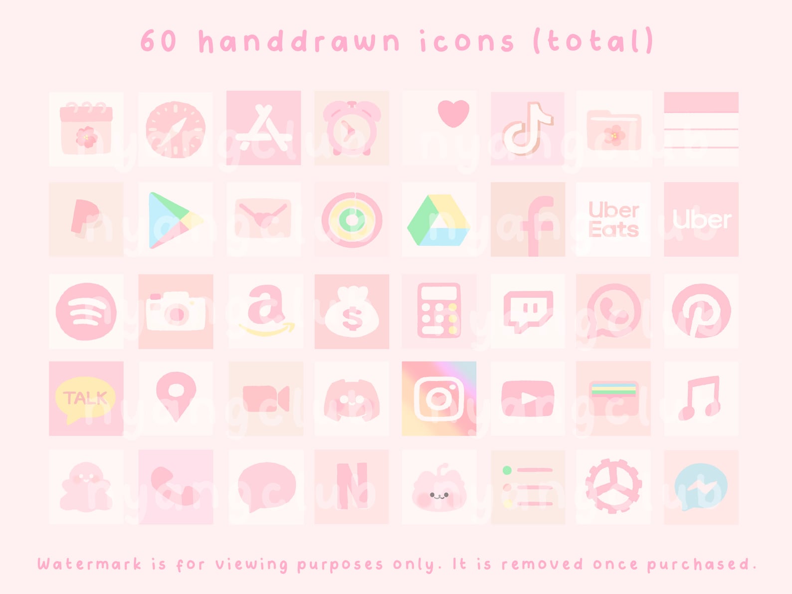 Cute Cat Sakura Cherry Blossom Pink Icon Set Ios & Android App Icons ...