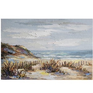 Pintura a óleo de paisagem marítima, pintura de mar, praia, arte de parede costeira, 8 por 12 polegadas