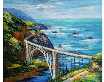 Big Sur Monterey Painting,California Coastline,Original Art,Painting Seascape,Wall Art,Beach California,11 by 13 inches