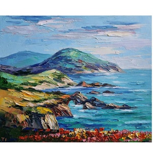 Big Sur Monterey Painting ,California Coastline,Original Art , Painting Seascape ,Wall Art ,Beach California Artwork,10 by 12 inches