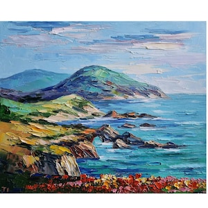 Big Sur Monterey Painting ,California Coastline,Original Art , Painting Seascape ,Wall Art ,Beach California Artwork,10 by 12 inches