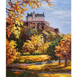 Edinburgh Castle Painting Autumn Painting Edinburgh Scotland Aesthetic Scotland Painting Autumn Wall Art
