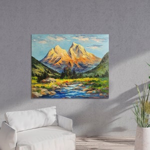 Grand Teton Painting,Large Canvas Painting,Lake Grand Teton,Sunset Mountain Art,National Park Wyoming ,Wall Art,20 by 24 inches