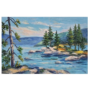Original Lake Tahoe Painting Original Landscape Paintings California Landscape Original Art Wall Art 8 by 12 inches
