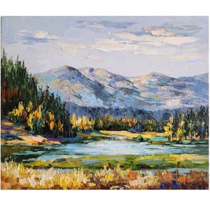 Original Yellowstone Painting Yellowstone Landscape Painting Fall Wyoming Yellowstone Landscape Painting Wall Art 10 by 12 inches