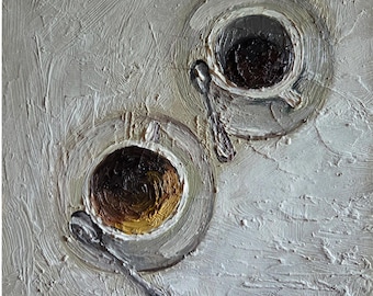 Original Coffee Cup Oil Painting Contemporary impasto Art