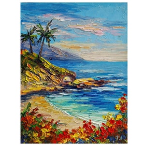 Original Seascape Painting La Jolla Oil Painting Seascape Impasto Artwork Wall Decor 8 by 6 inches