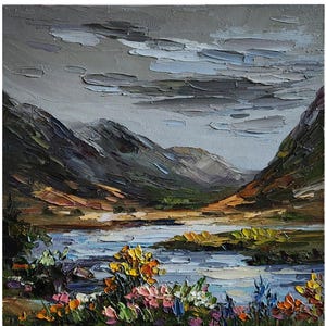 Isle of Skye Scottish Highlands Oil Painting Scotland Landscape Travel Gifts Wall Art 10 by 10 in
