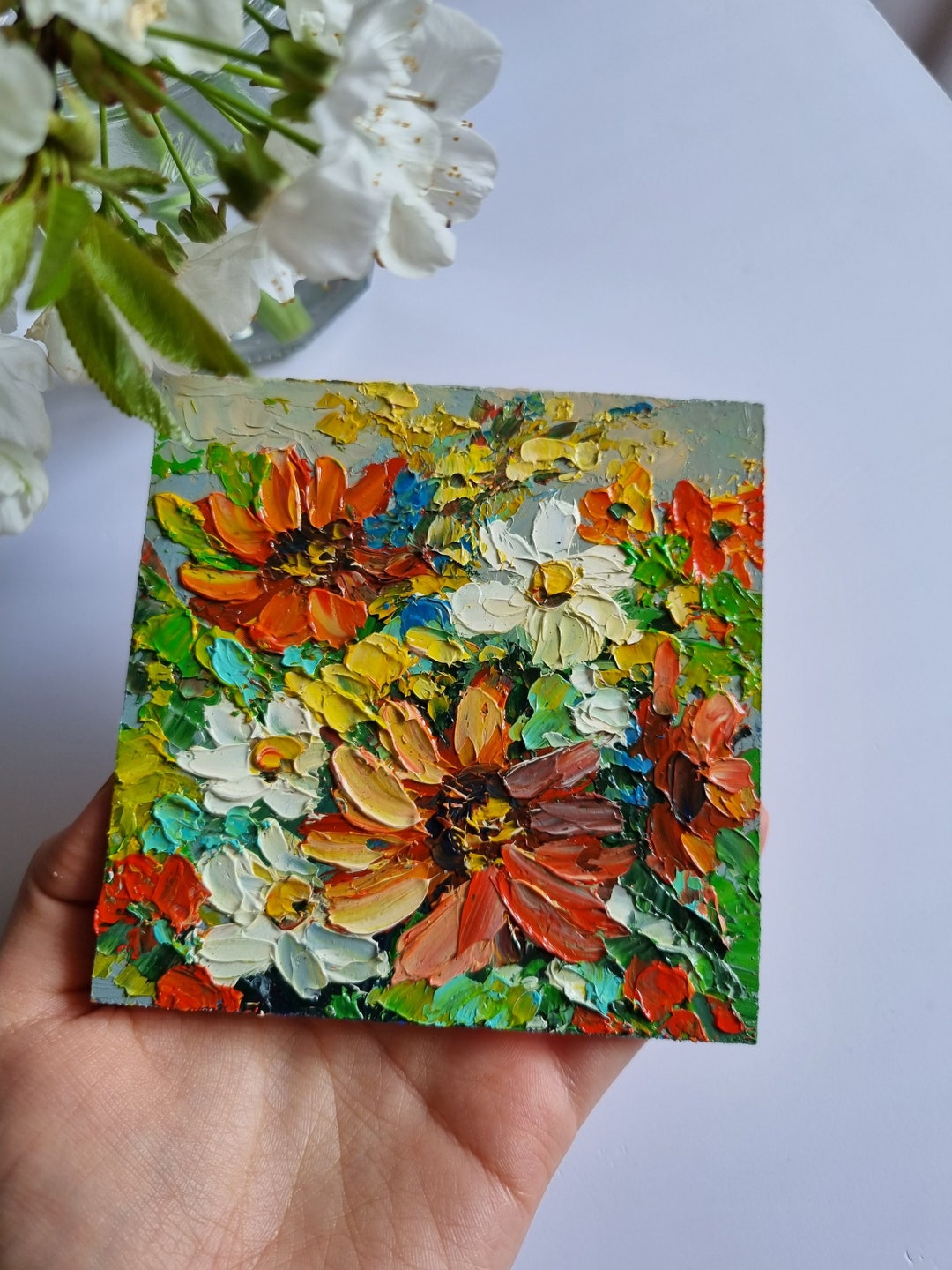 油絵【花】 絵画 油絵 花のある風景 F20号 （高田美里） 【肉筆】【油絵】【花