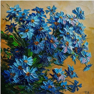 Forget-Me-Not Painting Blue Flower Painting Floral Painting Wall Art 10 by 10 inches