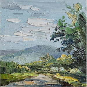 Colorado Mountain Painting Impasto Painting Wall Art  6 by 6 in