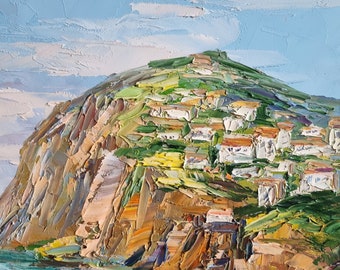 Madeira Seascape Painting, Impasto Oil Painting, Coastal Wall Art