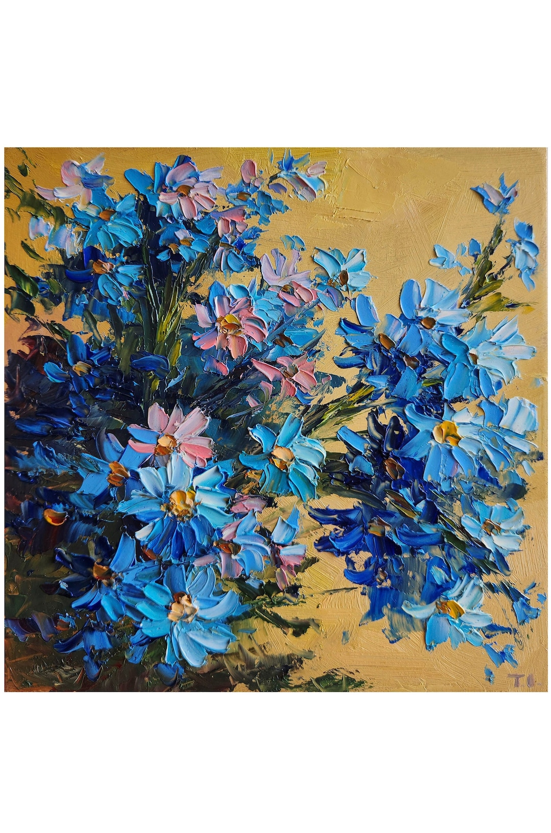 Forget Me Not Painting Floral Painting Flower Wall Art Small Painting