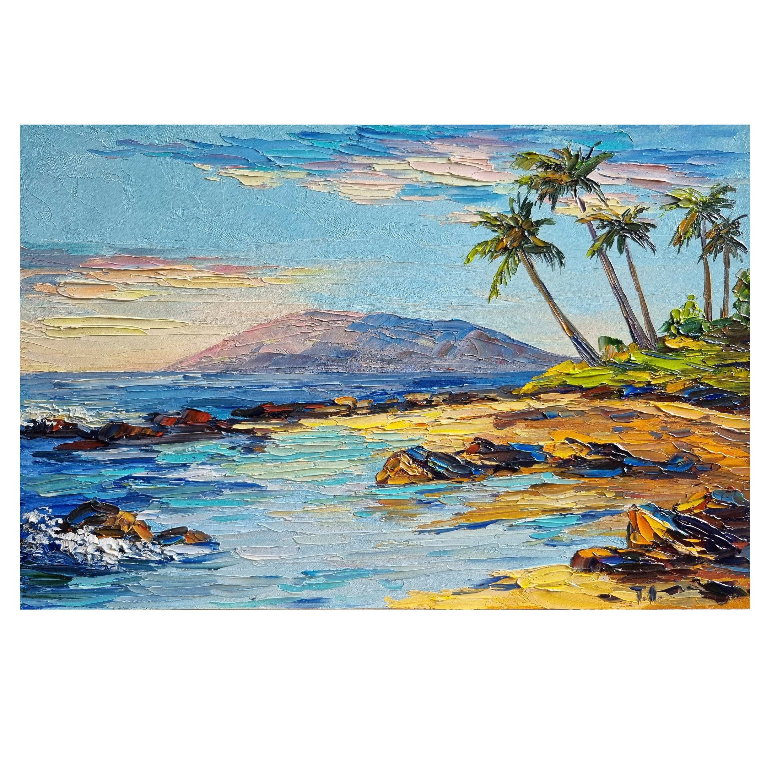 Original Seascape Painting Hawaii Oil Painting Beach Painting Seascape Impasto Artwork Wall Art 8 by 12 inches